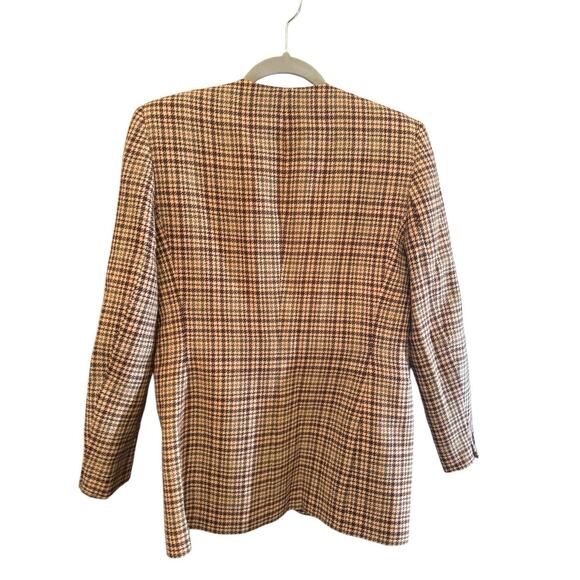 Rena Rowan Saville Petite 4P Blazer Made in USA 100% Worsted Wool Houndstooth - Picture 4 of 9